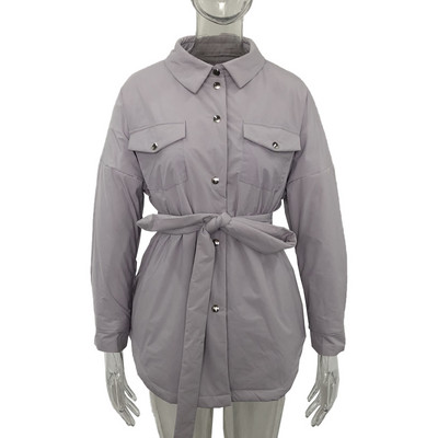 Malina Пролетни паркове с обърната яка Дамски модни палта с колан с вратовръзка Дамски елегантни едноредни памучни якета Женски дамски