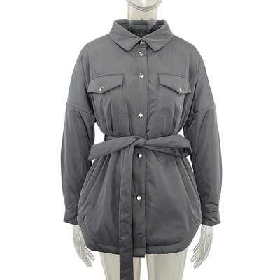 Malina Пролетни паркове с обърната яка Дамски модни палта с колан с вратовръзка Дамски елегантни едноредни памучни якета Женски дамски