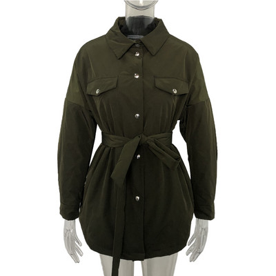 Malina Пролетни паркове с обърната яка Дамски модни палта с колан с вратовръзка Дамски елегантни едноредни памучни якета Женски дамски