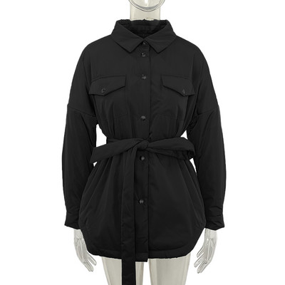 Malina Пролетни паркове с обърната яка Дамски модни палта с колан с вратовръзка Дамски елегантни едноредни памучни якета Женски дамски