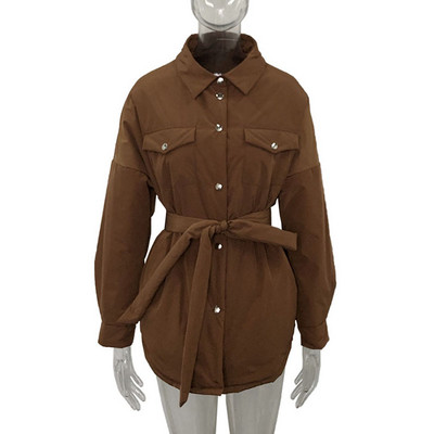 Malina Пролетни паркове с обърната яка Дамски модни палта с колан с вратовръзка Дамски елегантни едноредни памучни якета Женски дамски