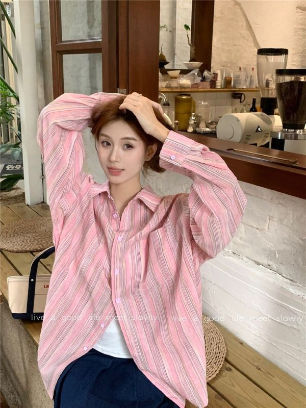 Design Sense Niche Ретро широка риза Слънцезащитна жилетка Риза Дамска лятна дневна горна риза с дълги ръкави