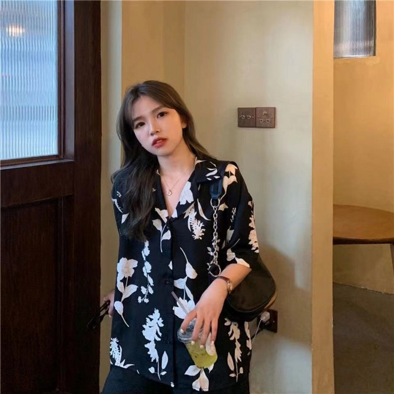 3 размера Всички съвпадащи модни каузални флорални ретро основни дамски ризи с къс ръкав с вдлъбнатини