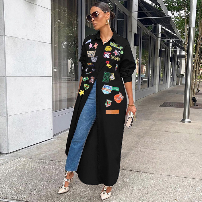 Дълго яке Палта Ветровка Ежедневни модни топове 2023 Дамски летни дрехи Cargo Cyber Y2K Streetwear Риза Блуза Якета