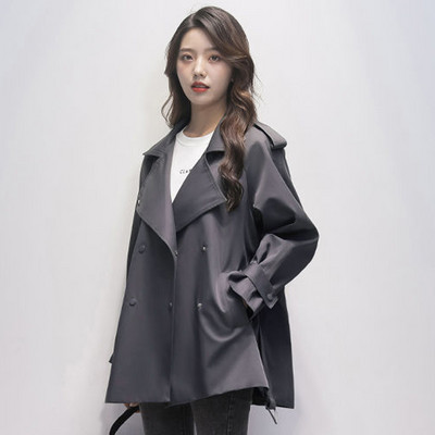 Trench la modă de toamnă, pentru femei, largi, cauzal, jachete de vânt, elegante, cu temperament, pentru doamnă, jachete negre, cu dantelă, coreeană nou