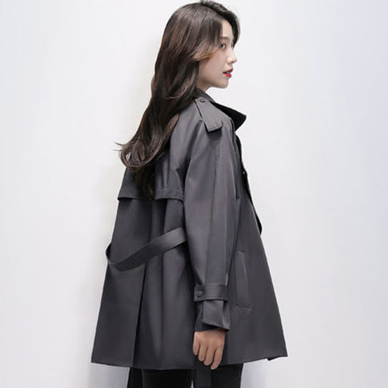 Trench la modă de toamnă, pentru femei, largi, cauzal, jachete de vânt, elegante, cu temperament, pentru doamnă, jachete negre, cu dantelă, coreeană nou