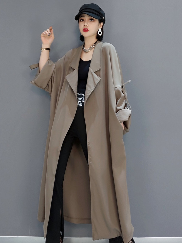 SuperAen 2023 Пролет Лято Моден тренчкот Корейски дълъг стил Тънки свободни офис дами Дамски дълги палта