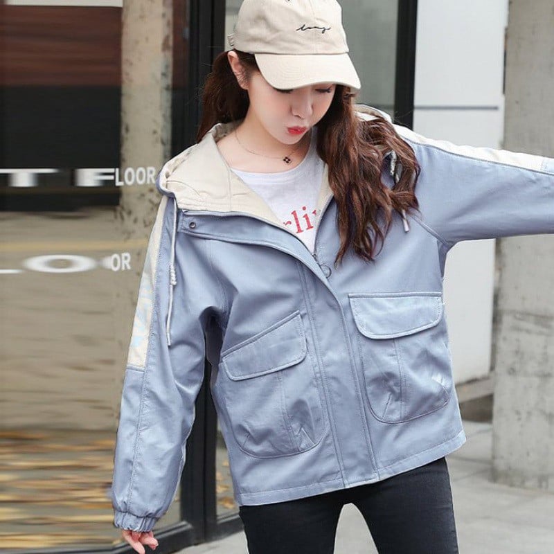 Дамска къса ветровка 2023 г. Есенно яке с дизайн в корейски стил Модно свободно ежедневно палто Шик и елегантни дамски модерни елементи