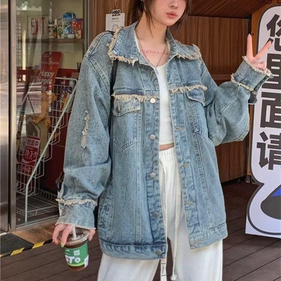 Ženska traper jakna Retro vrhunski kardigan Ins 2023. Novi američki ležerni modni dizajn Traper kaput Ulični trend Y2k