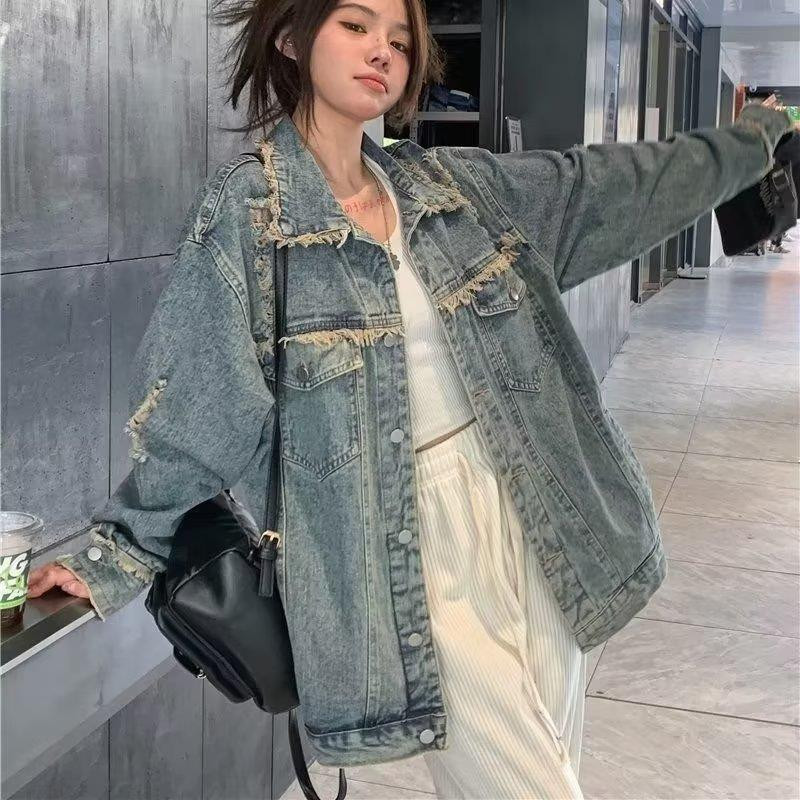 Ženska traper jakna Retro vrhunski kardigan Ins 2023. Novi američki ležerni modni dizajn Traper kaput Ulični trend Y2k