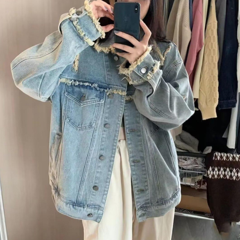 Ženska traper jakna Retro vrhunski kardigan Ins 2023. Novi američki ležerni modni dizajn Traper kaput Ulični trend Y2k