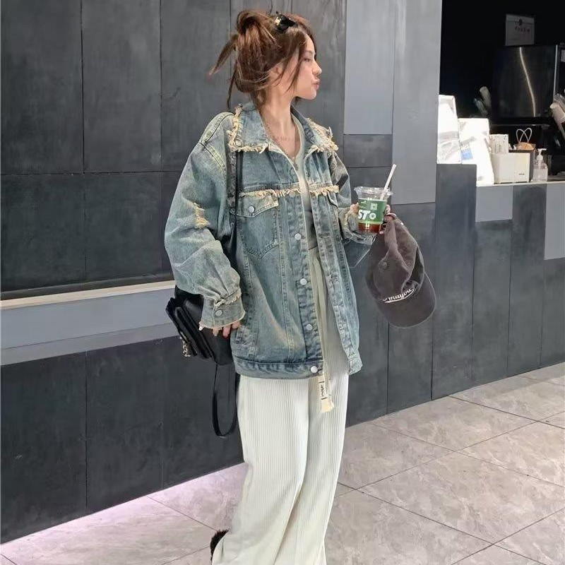 Ženska traper jakna Retro vrhunski kardigan Ins 2023. Novi američki ležerni modni dizajn Traper kaput Ulični trend Y2k