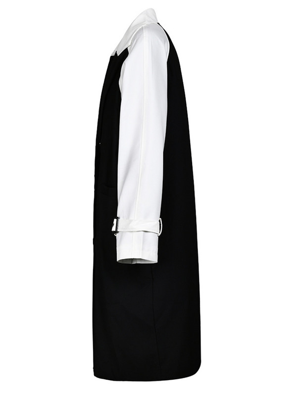 [EAM] Naiste musta värvi plokk, suur kaevikus uus rev, pikkade varrukatega, lahtiselt liibuv tuulepluus, mood kevad-sügis 2023 1DF328401