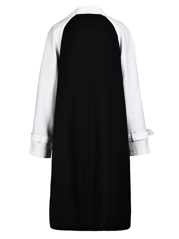 [EAM] Naiste musta värvi plokk, suur kaevikus uus rev, pikkade varrukatega, lahtiselt liibuv tuulepluus, mood kevad-sügis 2023 1DF328401