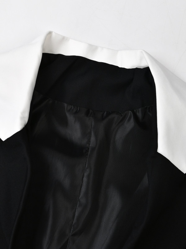 [EAM] Naiste musta värvi plokk, suur kaevikus uus rev, pikkade varrukatega, lahtiselt liibuv tuulepluus, mood kevad-sügis 2023 1DF328401