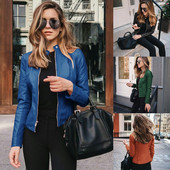 Γυναικείο Fashion Casual Jacket 2023 Φθινοπωρινή τάση Νέο παλτό μονόχρωμο φερμουάρ PU Δερμάτινο μπουφάν Commuter Chic and Elegant Lady Y2k