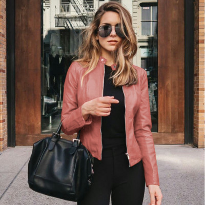 Γυναικείο Fashion Casual Jacket 2023 Φθινοπωρινή τάση Νέο παλτό μονόχρωμο φερμουάρ PU Δερμάτινο μπουφάν Commuter Chic and Elegant Lady Y2k