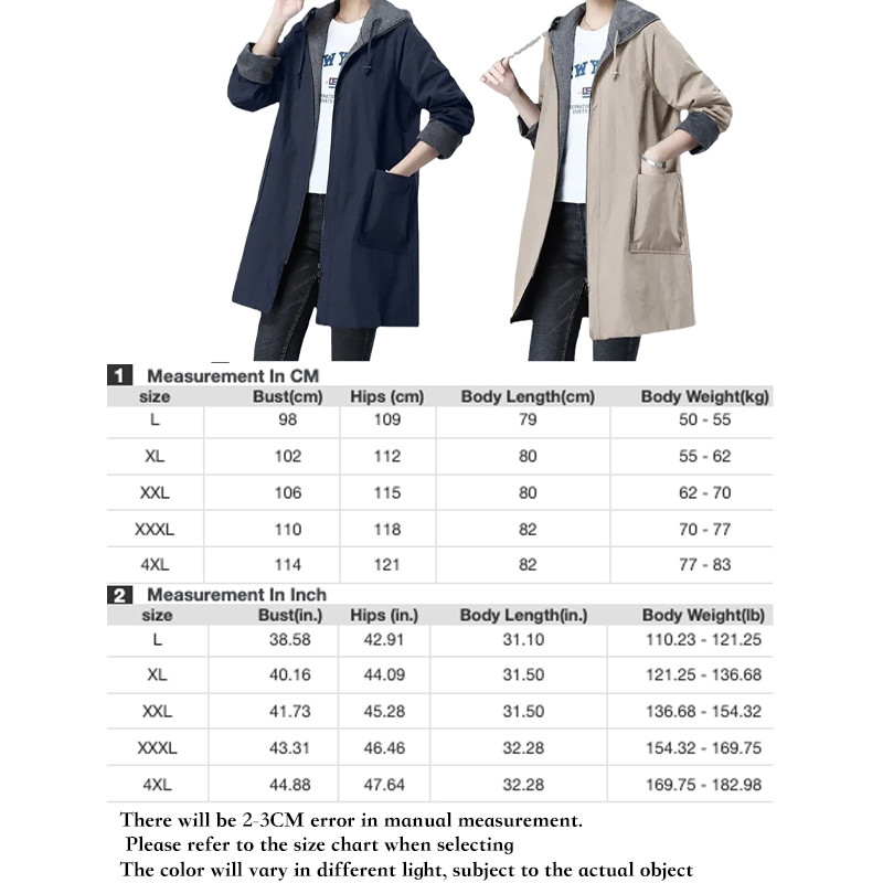 YISOLIFE Дамско яке с качулка Ветровка с пълен цип Свободен тренч Палта със средна дължина Едноцветни прости якета