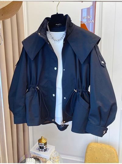 С дълги ръкави Ежедневно късо изкопано талия Парти дизайнерско яке Шикозни момичета Къси удобни модни корейски ретро топове за жени