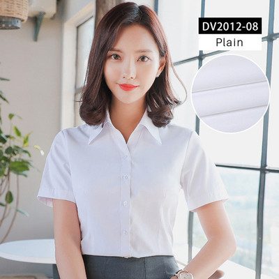 Дамски ризи с V-образно деколте и къс ръкав Дамска офис официална риза Блуза за жени Раирани/едноцветни женски социални блузи Топове Blusas
