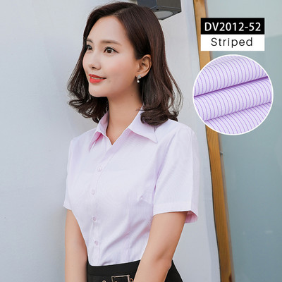 Дамски ризи с V-образно деколте и къс ръкав Дамска офис официална риза Блуза за жени Раирани/едноцветни женски социални блузи Топове Blusas