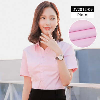 Дамски ризи с V-образно деколте и къс ръкав Дамска офис официална риза Блуза за жени Раирани/едноцветни женски социални блузи Топове Blusas