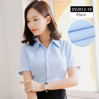 Дамски ризи с V-образно деколте и къс ръкав Дамска офис официална риза Блуза за жени Раирани/едноцветни женски социални блузи Топове Blusas