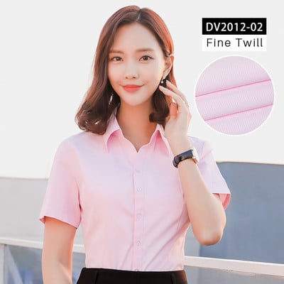 Дамски ризи с V-образно деколте и къс ръкав Дамска офис официална риза Блуза за жени Раирани/едноцветни женски социални блузи Топове Blusas