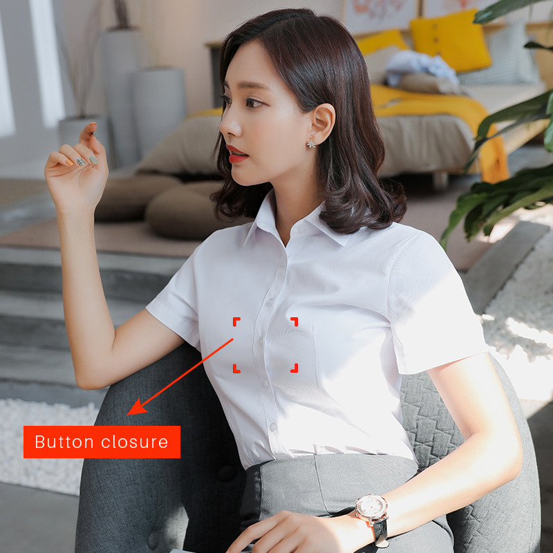 Дамски ризи с V-образно деколте и къс ръкав Дамска офис официална риза Блуза за жени Раирани/едноцветни женски социални блузи Топове Blusas