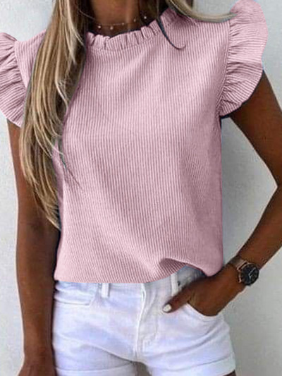 2023 ZANZEA Γυναικείο πουκάμισο με ριγέ στάμπα σε V λαιμόκοψη Νέα μόδα αμάνικη μπλούζα Bohemian Ruffles Chemise Γυναικεία casual γιορτινά μπλουζάκια