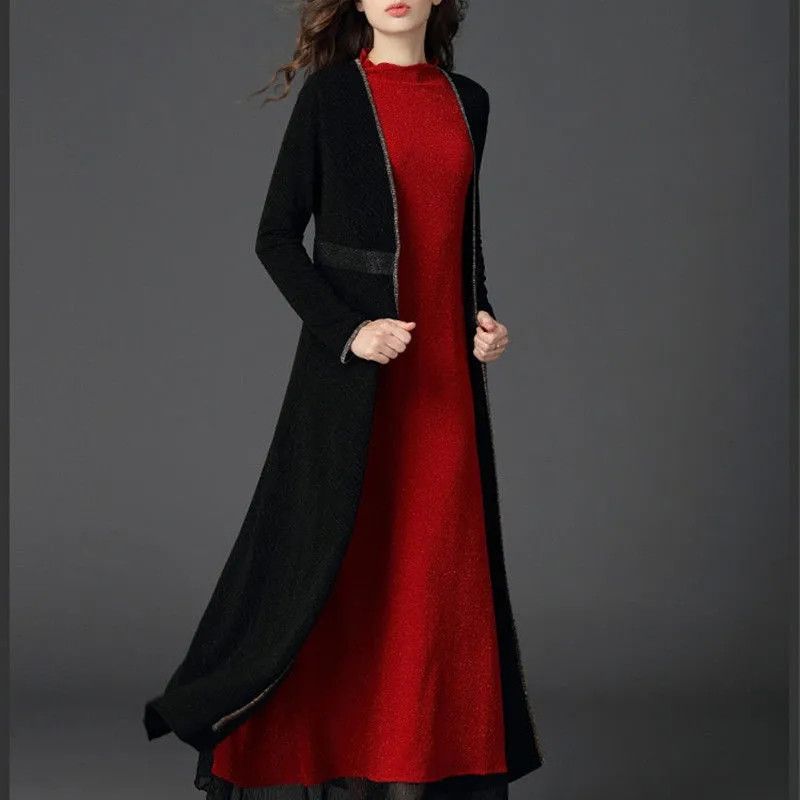 Палто с шал за жени Пролет Есен 2023 Нова дълга жилетка с голям размер Дамски тренчкот Елегантна наметка Ветровка с рокля 5XL