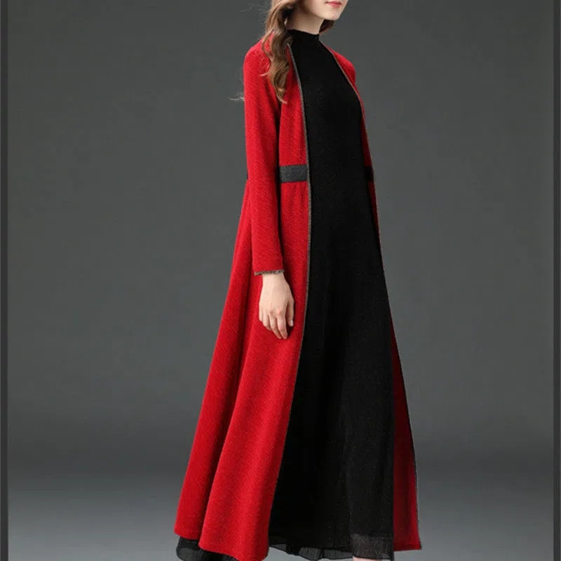 Палто с шал за жени Пролет Есен 2023 Нова дълга жилетка с голям размер Дамски тренчкот Елегантна наметка Ветровка с рокля 5XL