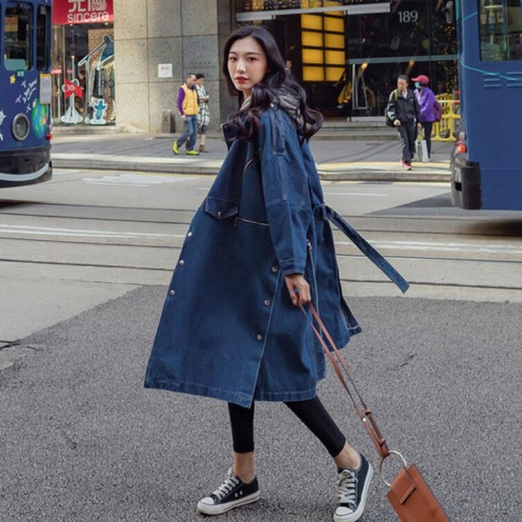 Teksamantli sooduspakkumine Täispuuvillane Casaco Feminino naiste 2020. aasta mantel, uus pikk vabaaja nööp üle põlve, lahtised naised 