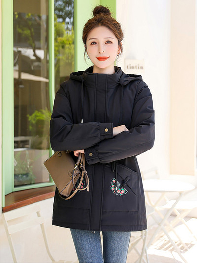 2023 Fashion Thicken Talve kapuutsiga Parka Naiste puuvillane polsterdatud jope tikandiga mantel Naiste puhvis jope soe mantel