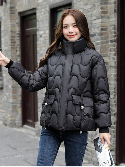 Ново 2023 г. Късо палто с яка и дебело топло зимно яке Дамски дрехи Ежедневно свободно връхно облекло Дамски плътни парки