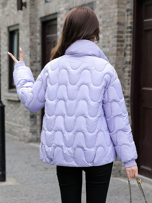 Ново 2023 г. Късо палто с яка и дебело топло зимно яке Дамски дрехи Ежедневно свободно връхно облекло Дамски плътни парки