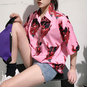 Gornji dijelovi ljetnih bluza Ženska gotička ulična odjeća Gornji dijelovi košulje s gumbima i ovratnikom Ženske ženske bluze za studente široke