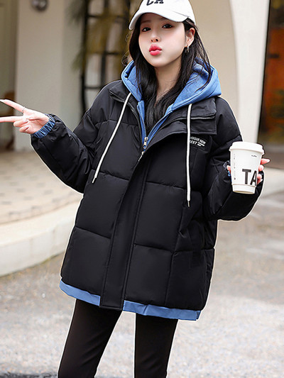 Ново зимно дамско яке с памучна подплата за 2023 г. Ежедневни парки с качулка Дамско пухено яке Свободно палто Топло връхно облекло