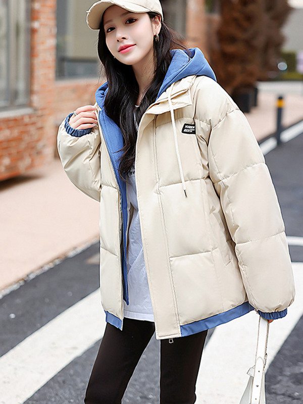 Ново зимно дамско яке с памучна подплата за 2023 г. Ежедневни парки с качулка Дамско пухено яке Свободно палто Топло връхно облекло