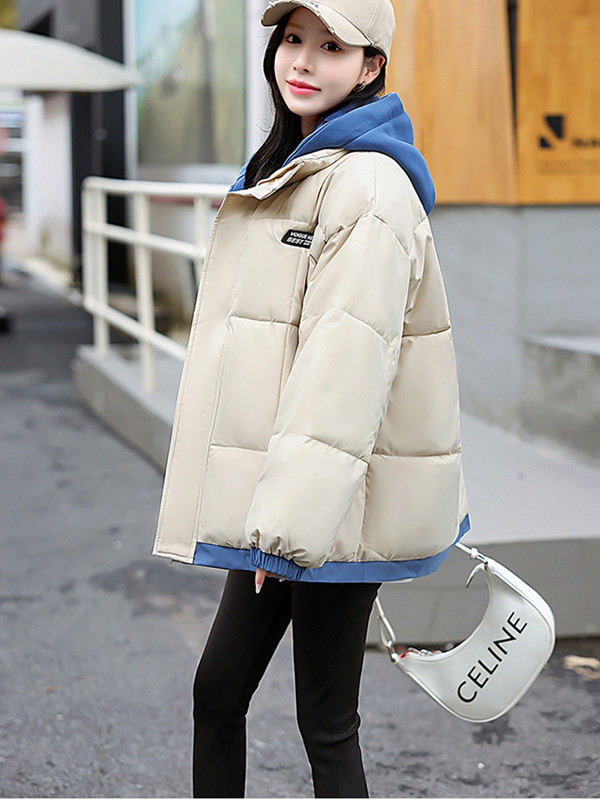 Ново зимно дамско яке с памучна подплата за 2023 г. Ежедневни парки с качулка Дамско пухено яке Свободно палто Топло връхно облекло