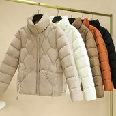 Зимна, памучно подплатена снежна дамска парка, късо палто, улично женско яке с цип, топли дрехи за жени