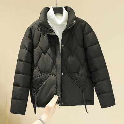 Зимна, памучно подплатена снежна дамска парка, късо палто, улично женско яке с цип, топли дрехи за жени