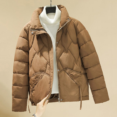 Зимна, памучно подплатена снежна дамска парка, късо палто, улично женско яке с цип, топли дрехи за жени