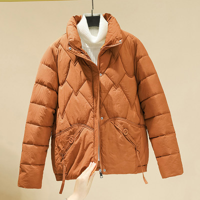 Зимна, памучно подплатена снежна дамска парка, късо палто, улично женско яке с цип, топли дрехи за жени