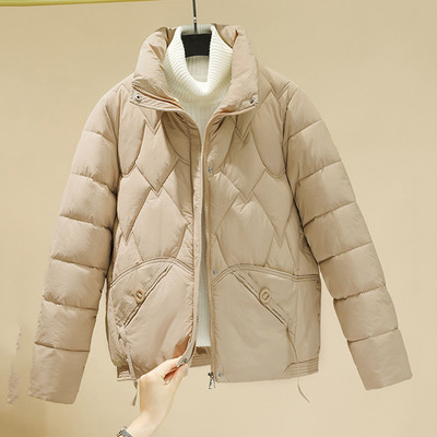 Зимна, памучно подплатена снежна дамска парка, късо палто, улично женско яке с цип, топли дрехи за жени