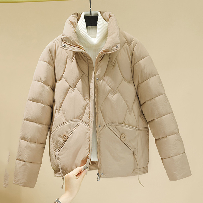 Зимна, памучно подплатена снежна дамска парка, късо палто, улично женско яке с цип, топли дрехи за жени