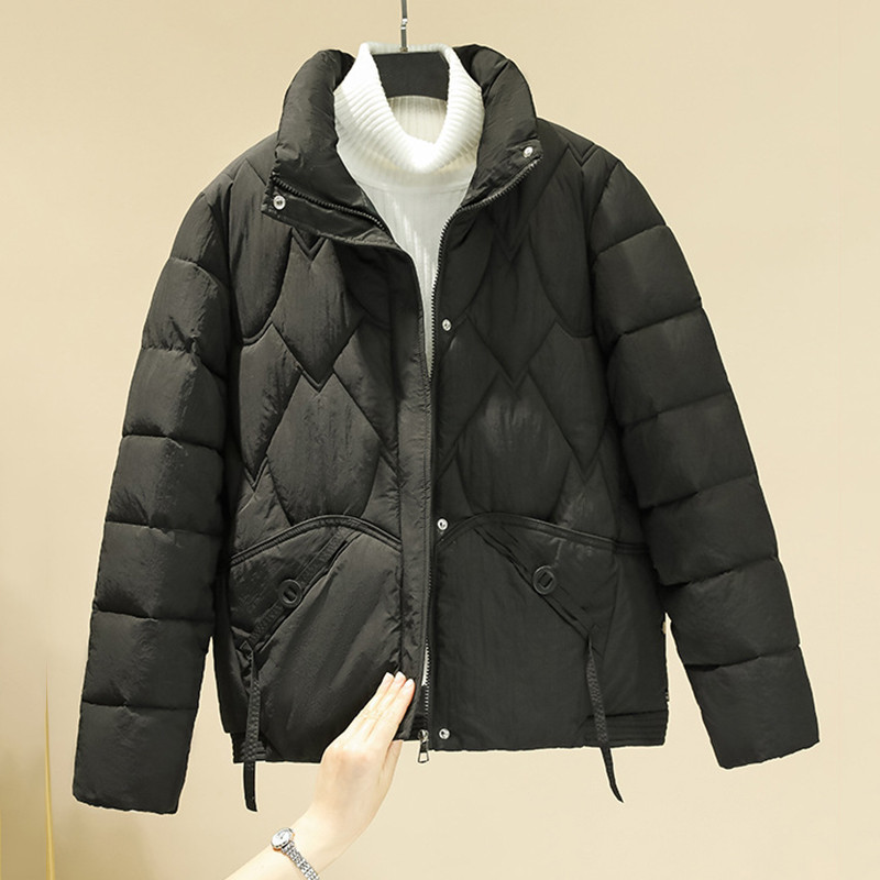 Зимна, памучно подплатена снежна дамска парка, късо палто, улично женско яке с цип, топли дрехи за жени