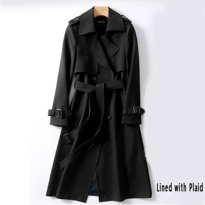 Тренчкот Дамски дамски дълги пролетни и есенни корейски тоалети Улично облекло Ветровка с отложена яка с колан Голям размер Палто