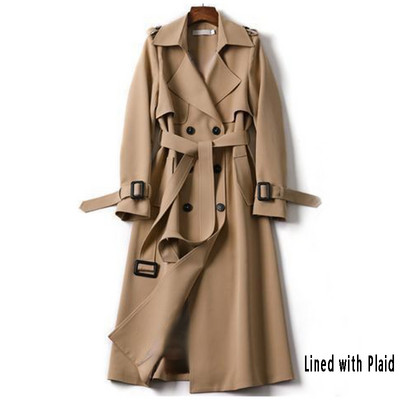 Тренчкот Дамски дамски дълги пролетни и есенни корейски тоалети Улично облекло Ветровка с отложена яка с колан Голям размер Палто