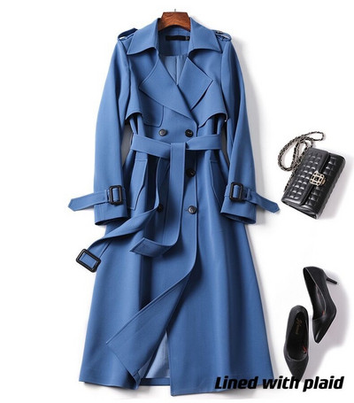 Тренчкот Дамски дамски дълги пролетни и есенни корейски тоалети Улично облекло Ветровка с отложена яка с колан Голям размер Палто